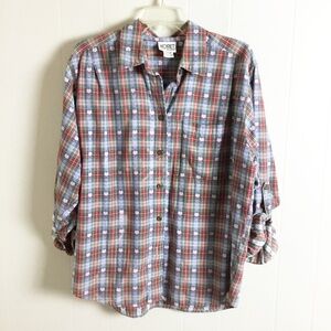 Vintage Koret City Blues Button Down Top Red & Blue With Plaid Size